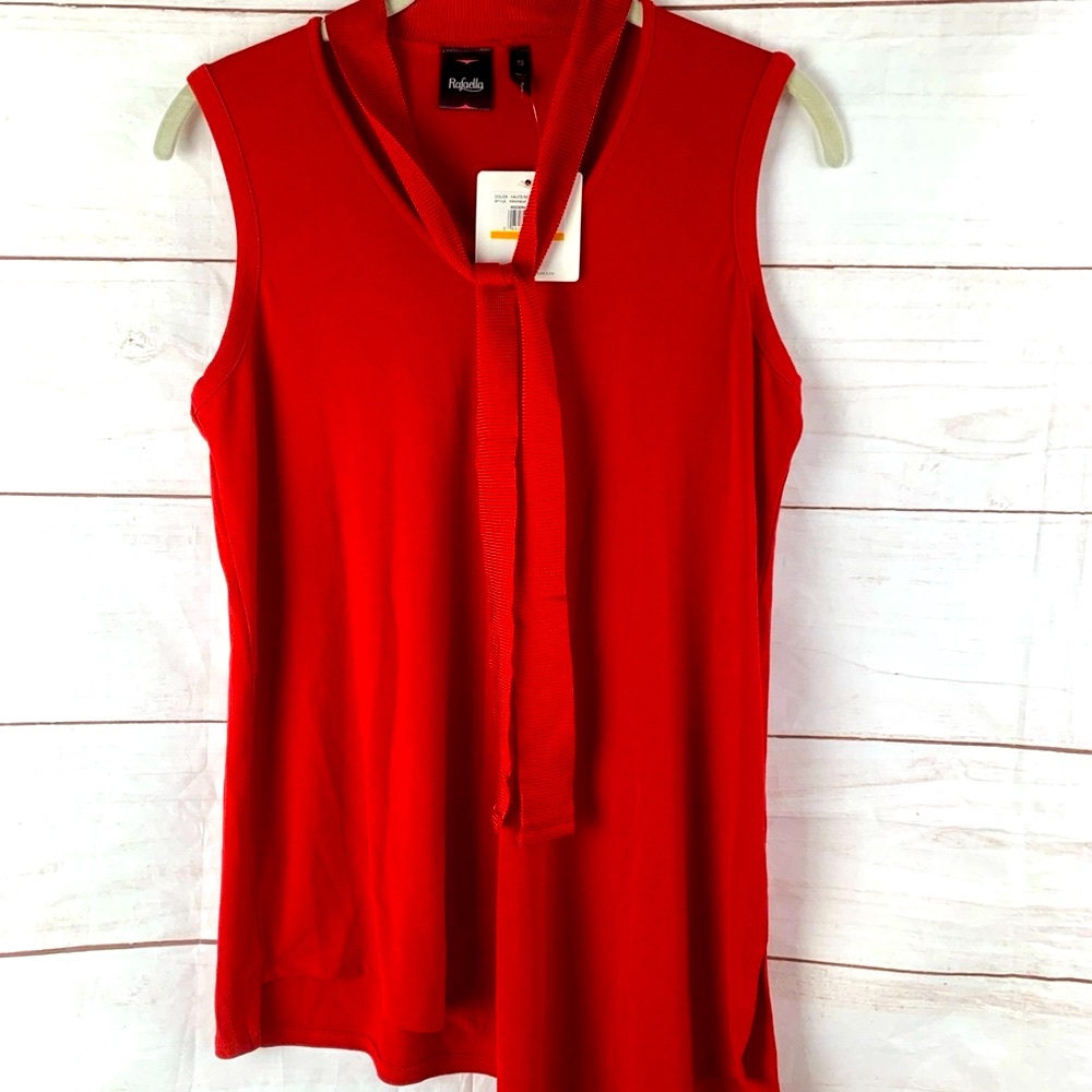 Rafaella sportswear tie bow asymmetric sexy love tunic top shirt stretch PS red